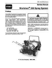 Toro 03124SL Rev A Service Manual Workman 200 Spray System Preface Publication page 1