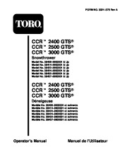 Toro CCR 3000 GTS 38432 38437 Snow Blower Owners and Service Manual 1999 page 1