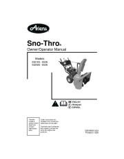Ariens Sno Thro 932105 8526 932506 8526 Snow Blower Owners Manual page 1