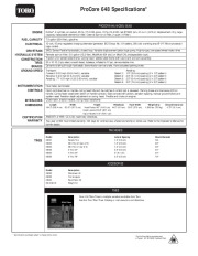 Toro ProCore 648 Specifications 648 MODEL 09200 ENGINE ELECTRICAL SYSTEM Specs page 1