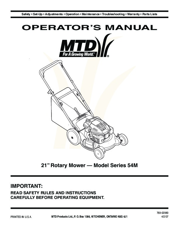 mtd service manual