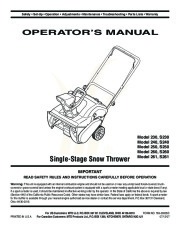 MTD 230 240 250 260 261 S230 S240 S250 S260 S261 Snow Blower Owners Manual page 1