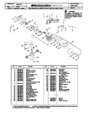 McCulloch M4620 Chainsaw Service Parts List page 1