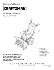 Craftsman 247.881900 Craftsman 28-Inch Snow Blower Owners Manual page 1