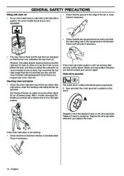 Husqvarna T425 Chainsaw Owners Manual, 2003,2004,2005,2006,2007,2008 page 14