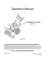 MTD 6FE E F Style Snow Blower Owners Manual page 1