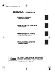 Honda HS760 HS970 Snow Blower Owners Manual page 2