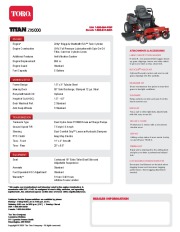 Toro TITAN ZX5000 Engine Construction Additional Features Specs page 1