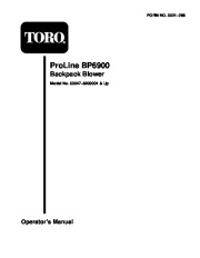 Toro 53047 BP 6900 Back Pack Blower Owners Manual, 1998 page 1