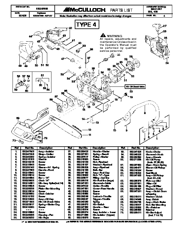 Mac 3200 chainsaw parts diagram