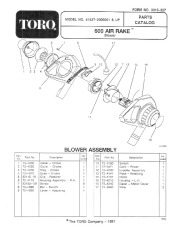 Toro 51537 600 TX Air Rake Parts Catalog, 1992 page 1