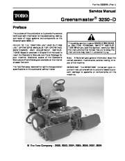 Toro 00062SL Rev I Service Manual Greensmaster 3250 D Preface Publication page 1