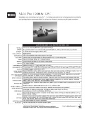 Toro Multi Pro 1200 1250 Dependable Work Specs page 1