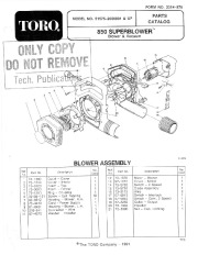 Toro 51575 850 Super Blower Parts Catalog, 1992 page 1