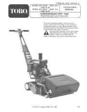 Toro 04129 04215 Greensmaster 500 Lawn Mower Owners Manual page 1
