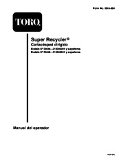 Toro 20045, 20048 Super Recycler Mower, SR-21SE Manual del Propietario, 2001 page 1