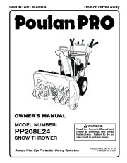 Poulan Pro PP208E24 435562 Snow Blower Owners Manual page 1