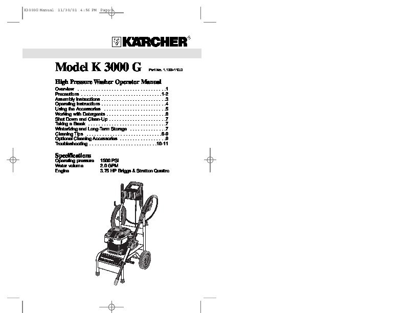 karcher 3000 psi pressure washer manual