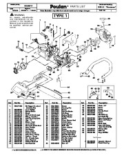 Poulan 2055 LE Woodsman Chainsaw Parts List page 1