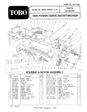 Toro 38025 1800 Power Curve Snowthrower Parts Catalog, 1992, 1993 page 1