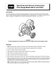 Toro Operating Servicestructions Flow Gauge Model 995 01 53351 Sprinkler Irrigation Owners Manual page 1