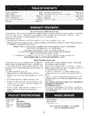 Craftsman 247.88455 Craftsman 5.5 Horse Power 24-inch 4-cycle 3-speed Snow Thrower Owners Manual page 2