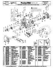 Poulan Pro PP3816AV Chainsaw Parts List page 1
