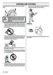 Husqvarna 395XP 395XPG Chainsaw Owners Manual, 2001,2002,2003,2004,2005,2006,2007,2008,2009,2010 page 20