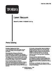 Toro 62925 5.5 hp Lawn Vacuum Parts Catalog, 2001 page 1