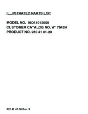 Weed Eater 96041012000 Lawn Tractor Parts List page 1