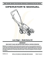 MTD Troy-Bilt 521 Lawn Edger Lawn Mower Owners Manual page 1