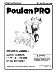 Poulan Pro PP13TEPH30 414944 Snow Blower Owners Manual page 1