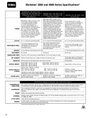 Toro Workman 3000 000 Series Specifications 07361 page 1