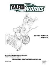 MTD Yardworks 603753-6 60 3754-4 Snow Blower Owners Manual page 1