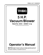 Toro 62924 5 hp Lawn Vacuum Manual, 1995 page 1