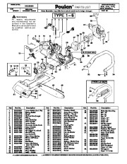 Poulan 2050 2150 2175 2375 Wildthing Chainsaw Parts List page 1