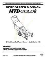 MTD Gold 900 Series 21 Inch Self Propelled Rotary Lawn Mower Owners Manual page 1