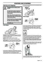 2001-2010 Husqvarna 385XP 385XPG 390XP 390XPG Chainsaw Owners Manual, 2001,2002,2003,2004,2005,2006,2007,2008,2009,2010 page 19