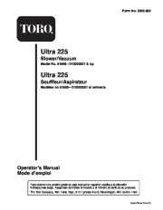 Toro 51598 Ultra 225 Blower/Vacuum Owners Manual, 2001, 2002, 2003, 2004 page 1