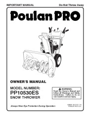 Poulan Pro PP10530ES 416833 Snow Blower Owners Manual page 1
