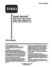 Toro 20036 20037 21-Inch Super Recycler Lawn Mower Parts Catalog page 1