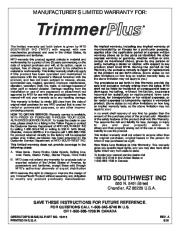 MTD Trimmer Plus ST720R Snow Blower Owners Manual page 12