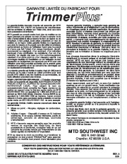 MTD Trimmer Plus ST720R Snow Blower Owners Manual page 24