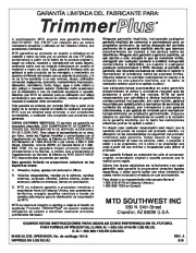 MTD Trimmer Plus ST720R Snow Blower Owners Manual page 36