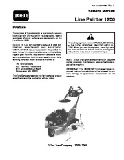 Toro 05144SL Rev A Service Manual Line Painter 1200 Preface Publication page 1