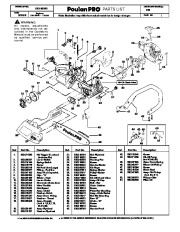 Poulan Pro 222 Chainsaw Parts List page 1