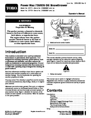 Toro 37772 Power Max 826 OE Snowthrower Owners Manual, 2013 page 1