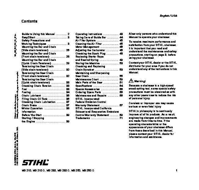 Stihl parts manual