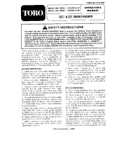 Toro 38052 521 Snowthrower Owners Manual, 1987 page 1