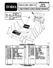 Toro 38005 1200 Power Curve Snowthrower Parts Catalog, 1997, 1998, 1999 page 1